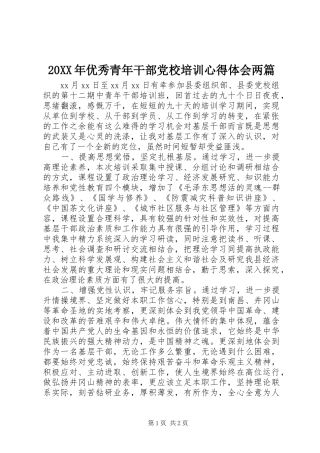 20XX年优秀青年干部党校培训心得体会两篇_2