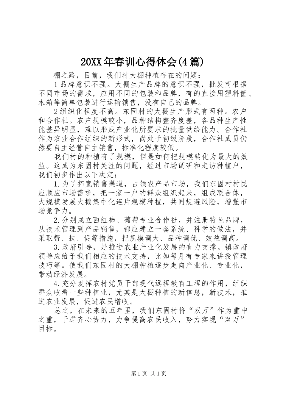 20XX年春训心得体会(4篇) (2)_第1页
