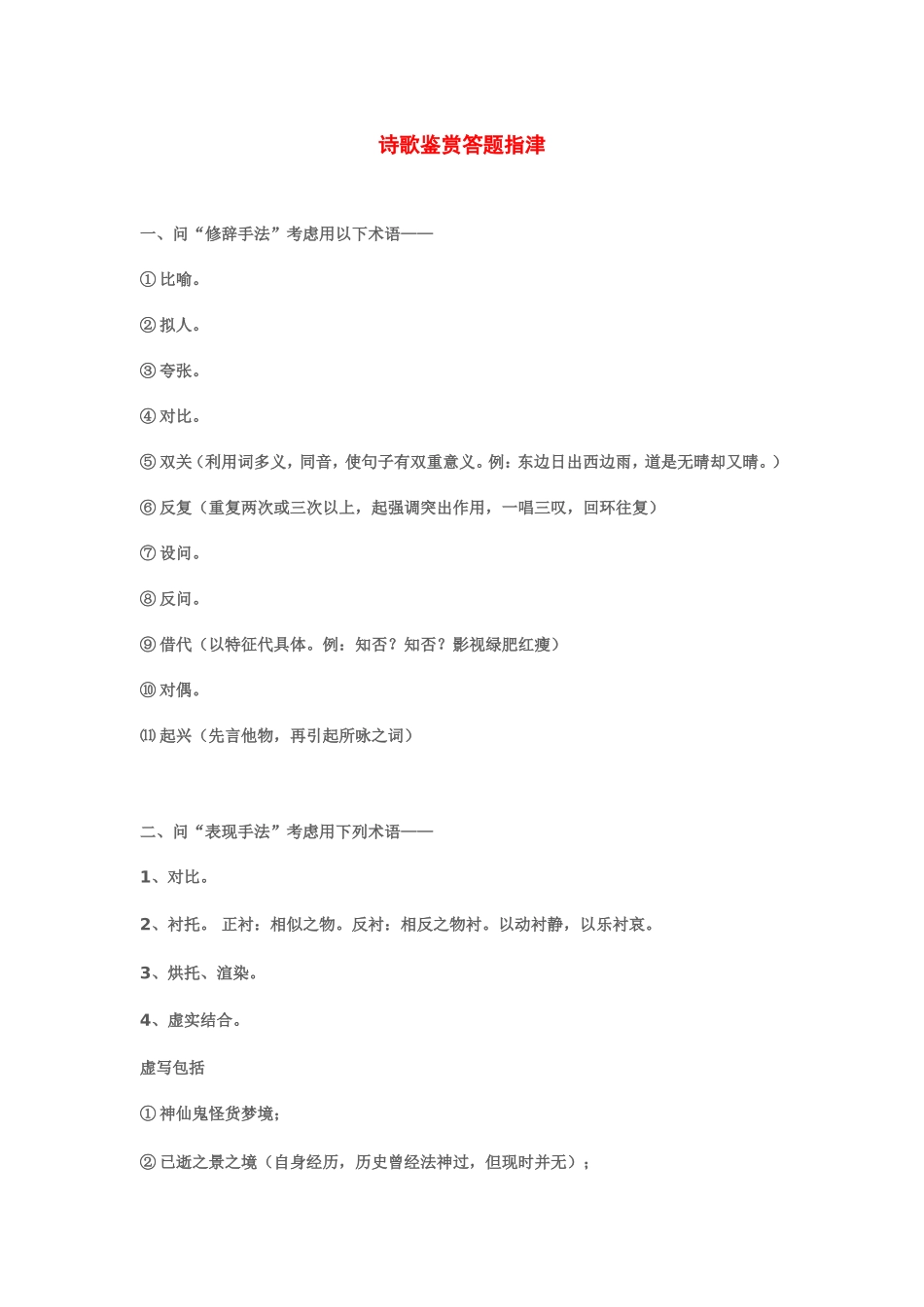 诗歌鉴赏答题指津_第1页