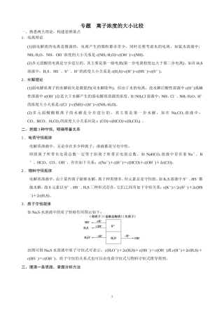 步步高2015届高考化学（新课标通用）一轮复习配套文档：第八章++专题讲座八　离子浓度的大小比较