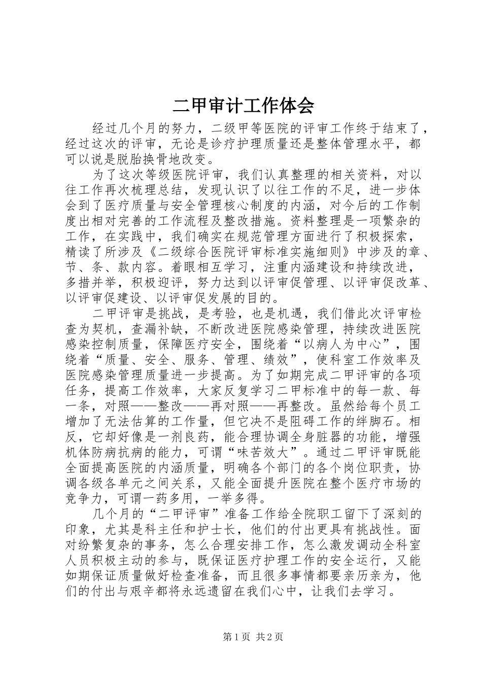 二甲审计工作体会_第1页