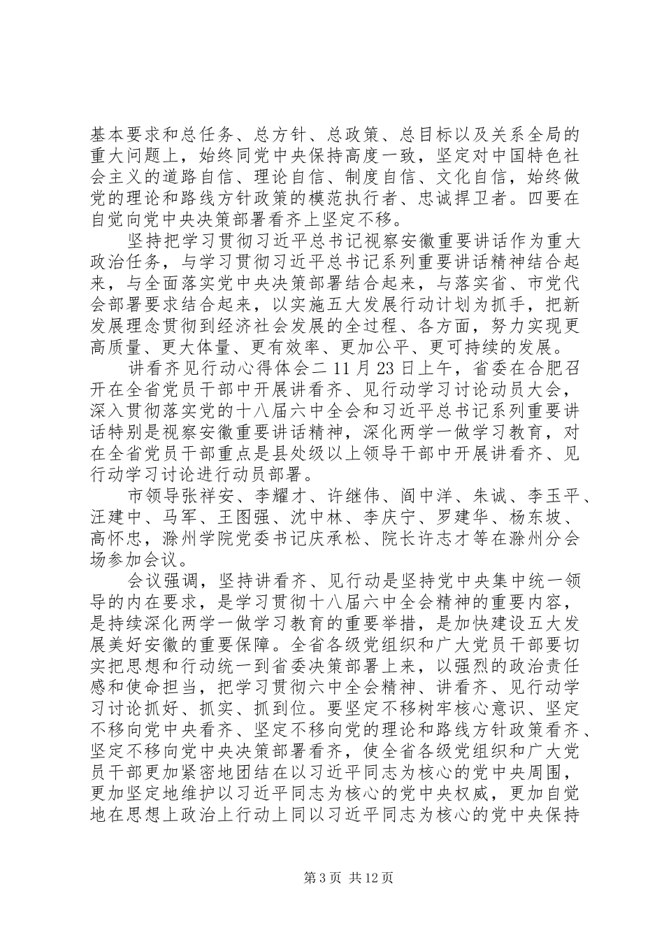 20XX年讲看齐见行动心得体会_第3页