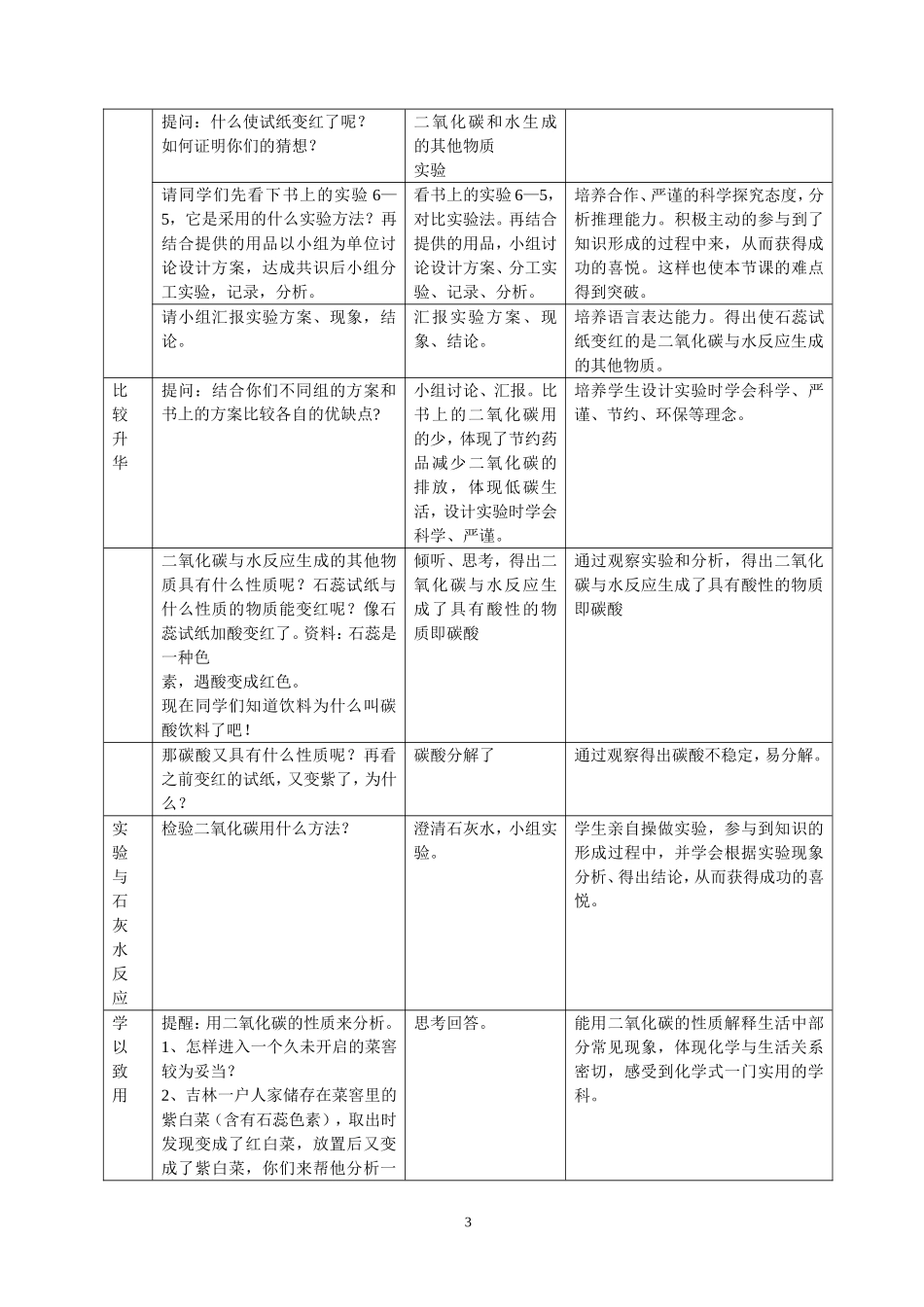 二氧化碳与一氧化碳（第一课时）教学设计_第3页