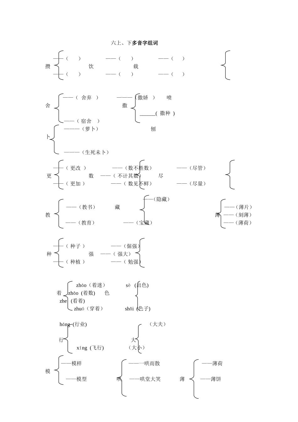 六上、下多音字组词（未做全面检查的）_第1页