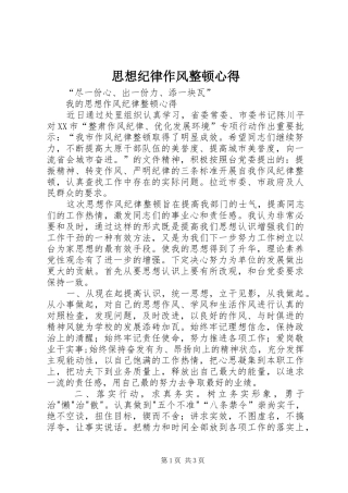 思想纪律作风整顿心得