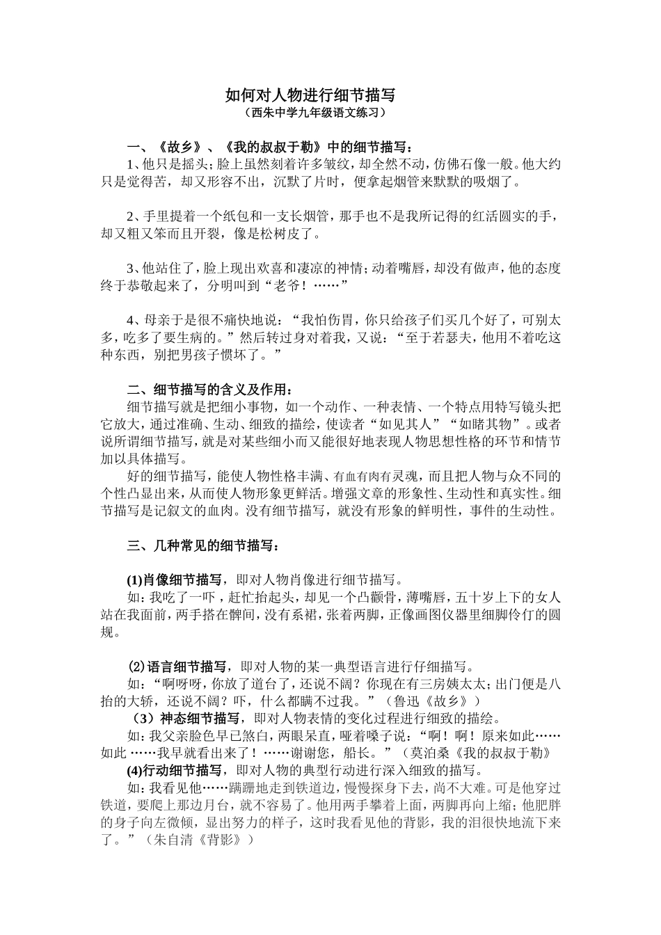 如何对人物进行细节描写_第1页