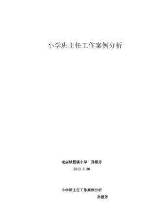 班主任案例分析孙银芳