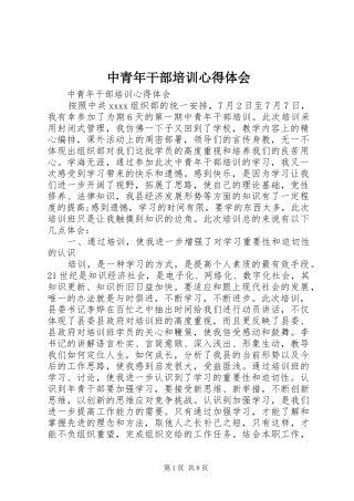 中青年干部培训心得体会