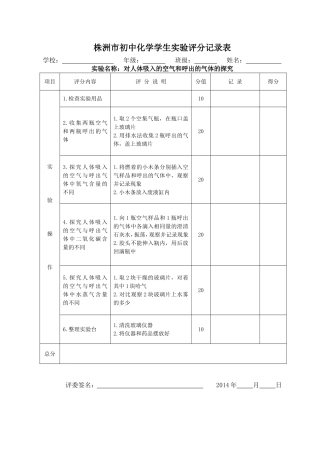 实验二对人体吸入的空气和呼出的气体的探究