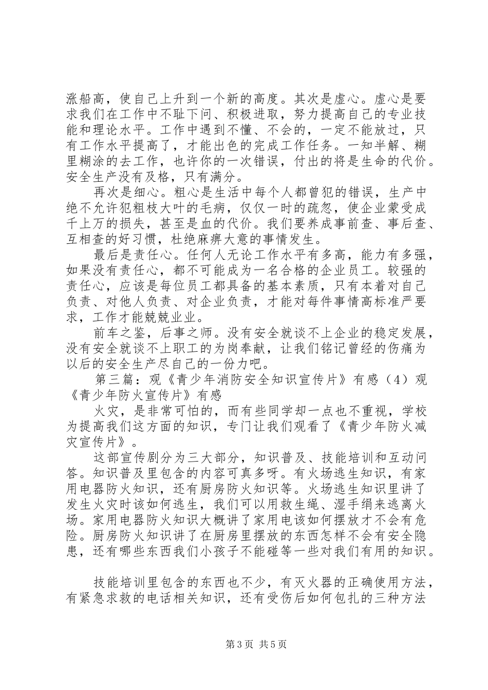 观《青少年消防安全知识宣传片》有感(2)范文_第3页