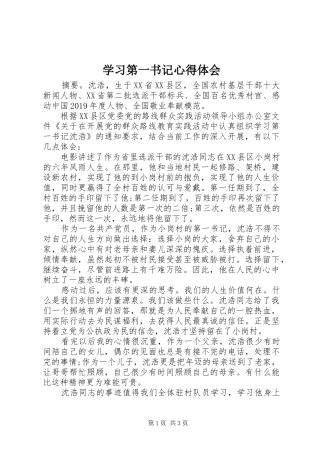 学习第一书记心得体会