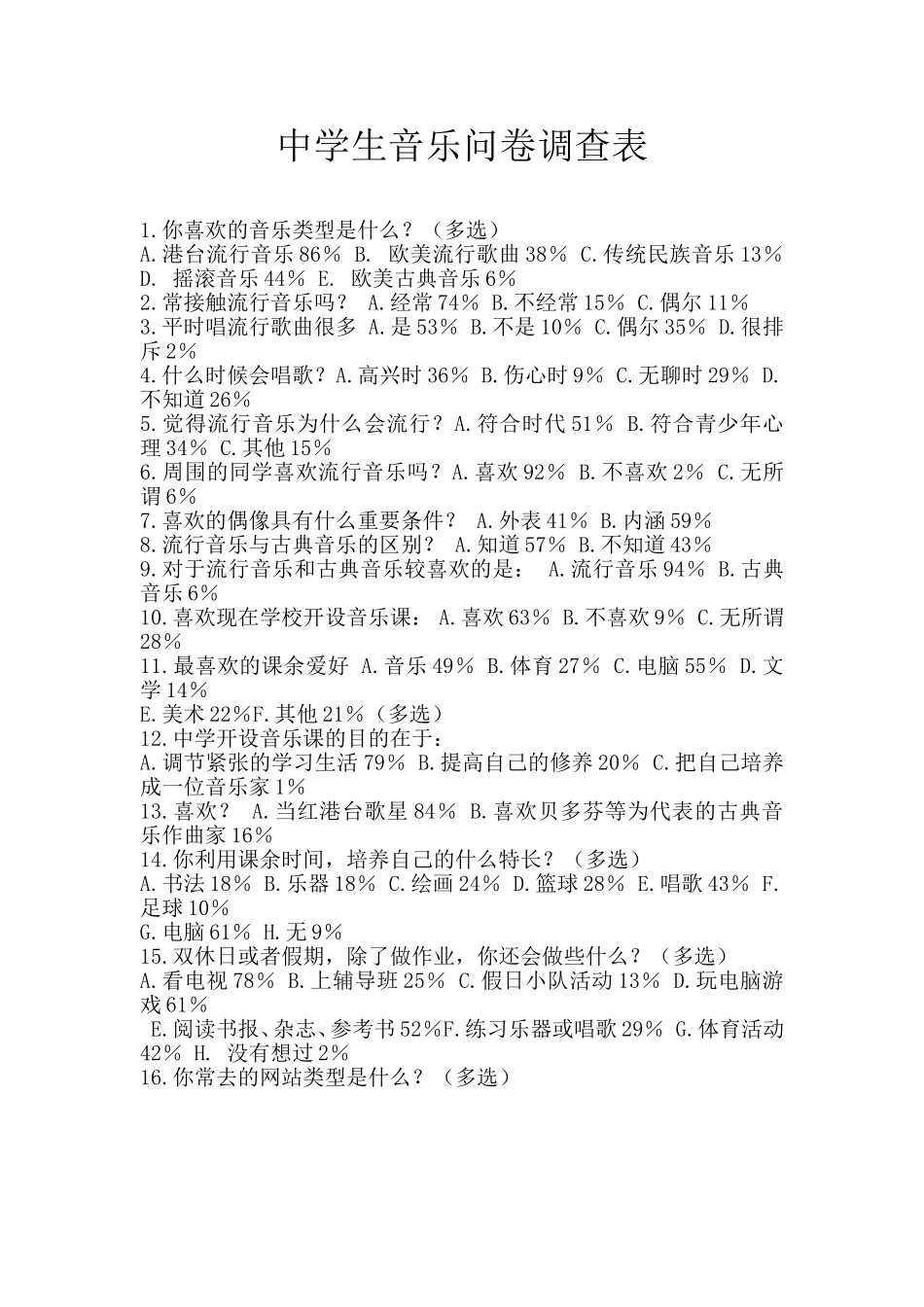 中学生音乐问卷调查表_第1页