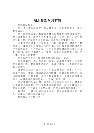 湖北参观学习有感