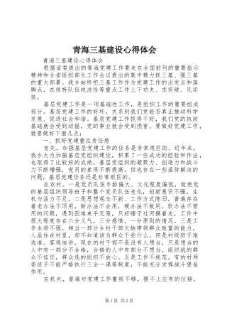 青海三基建设心得体会