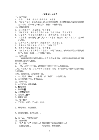 《陋室铭》知识点及练习