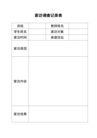 家访记录表格