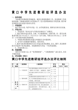 黄口中学先进教研组评选办法