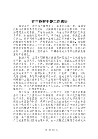 青年检察干警工作感悟
