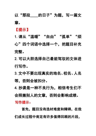 作文那段的日子