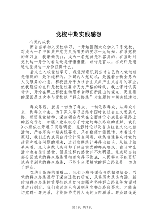 党校中期实践感想