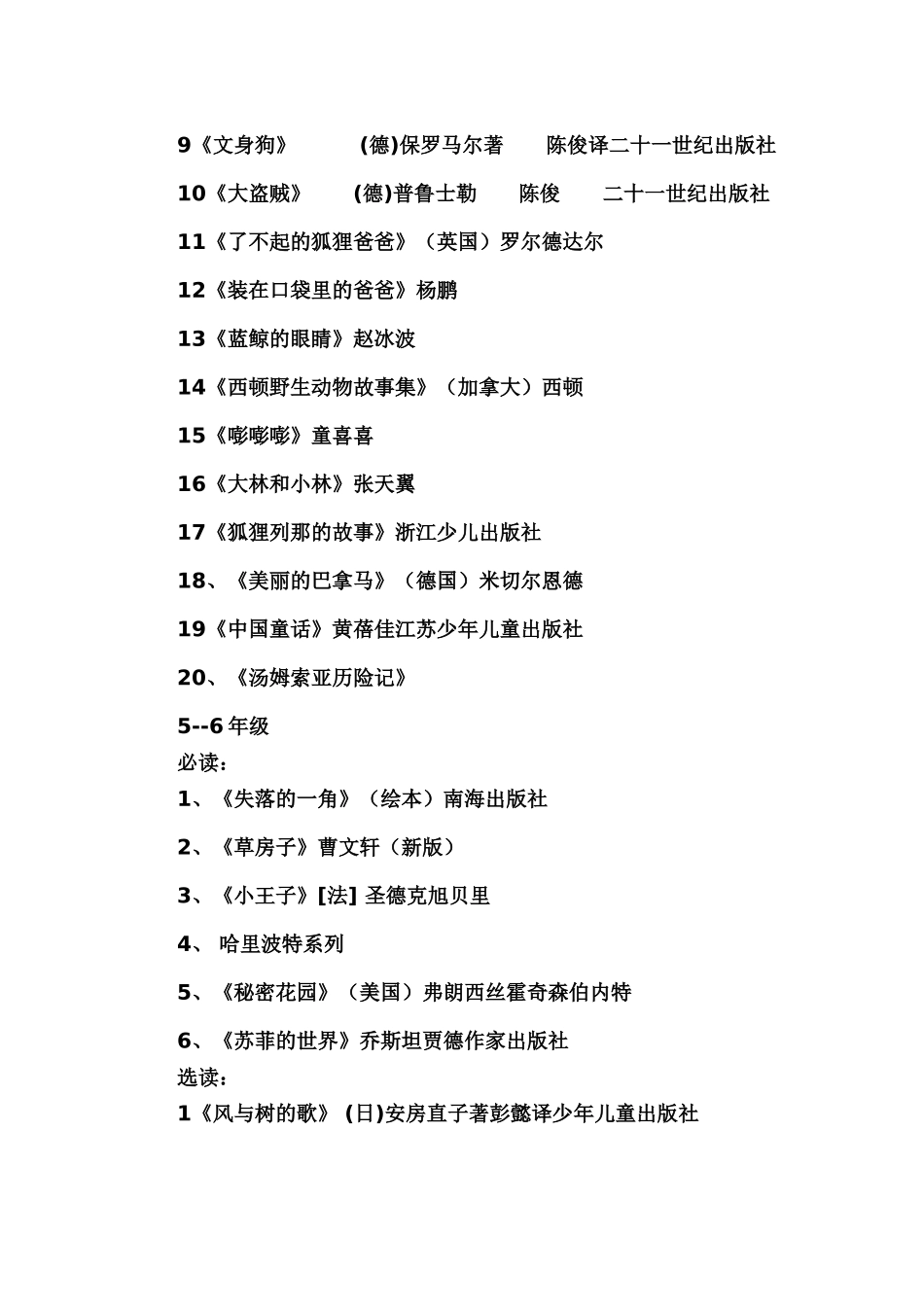 清华附小的各年级推荐书目及其他经典推荐书目_第3页