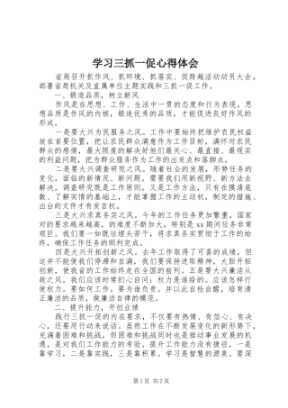 学习三抓一促心得体会