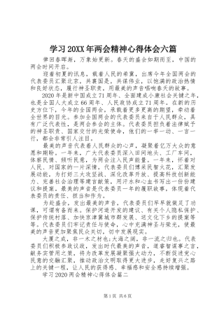 学习20XX年两会精神心得体会六篇