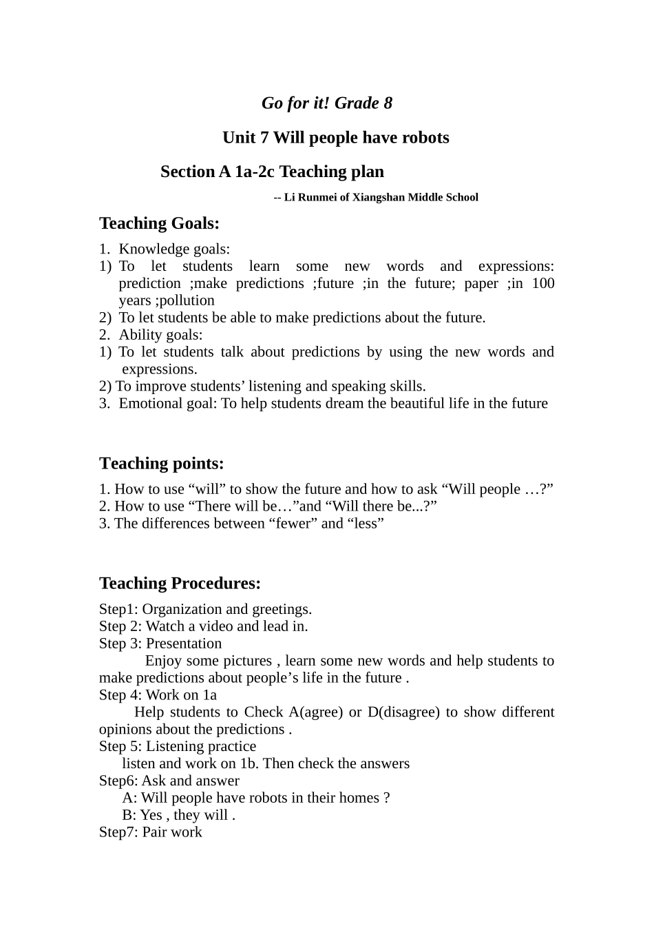 新目标八下Unit7SectionA_第1页