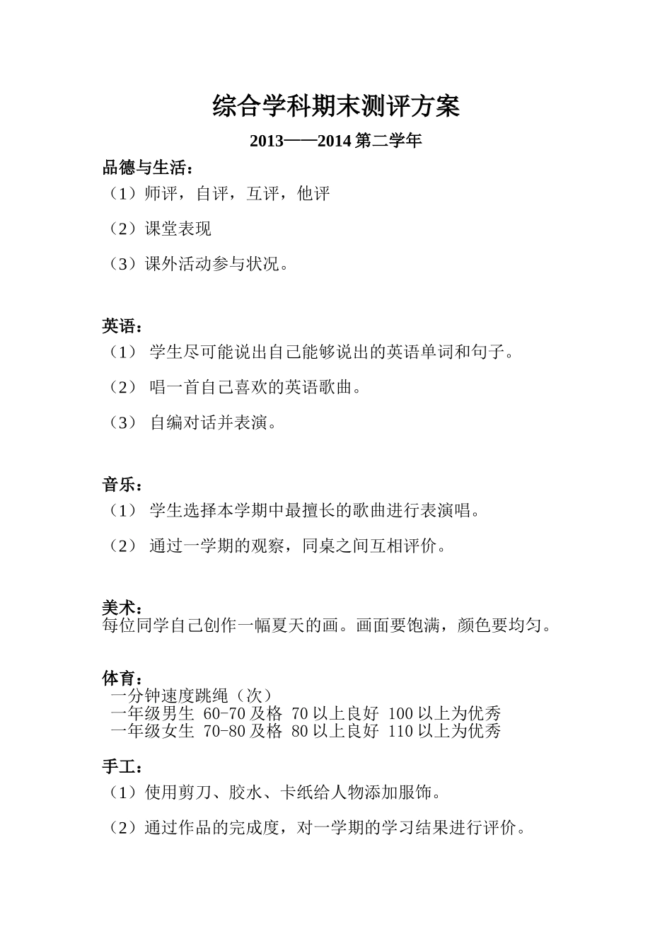 综合学科期末测评方案_第1页