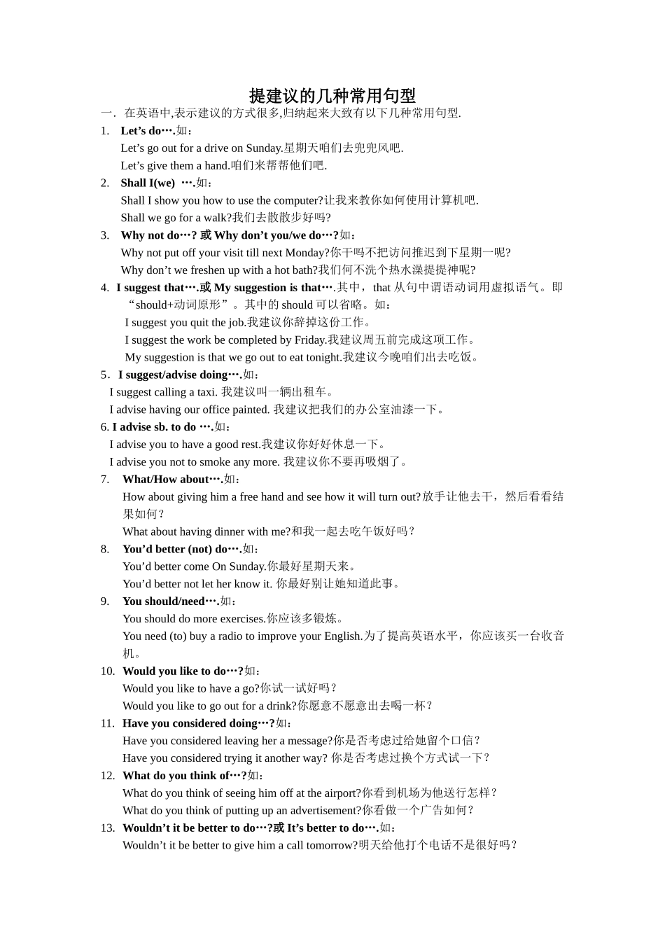 提建议的几种常用句型_第1页