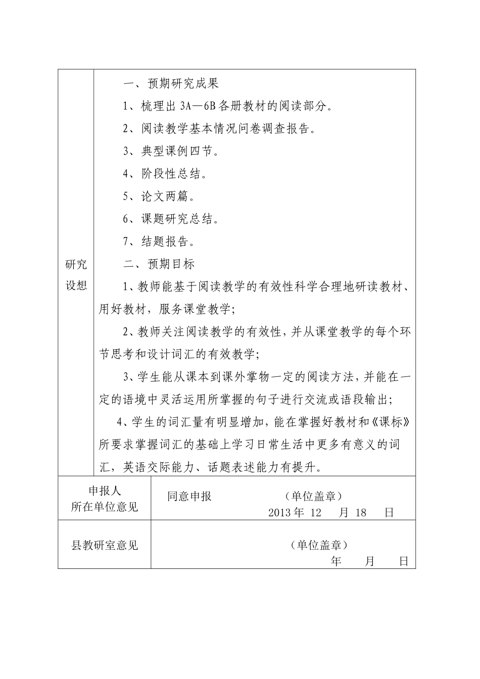 小学英语阅读教学策略-申报表_第2页