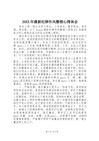 20XX年最新纪律作风整顿心得体会