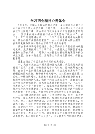 学习两会精神心得体会