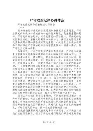 严守政治纪律心得体会