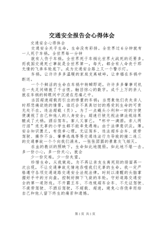 交通安全报告会心得体会