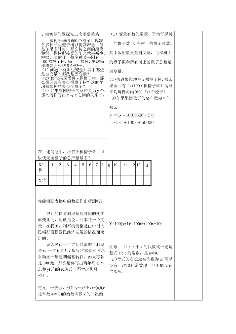 二次函数所描述的关系教学设计_第2页