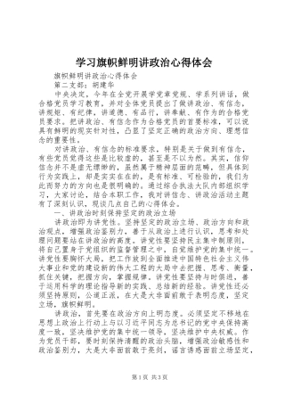 学习旗帜鲜明讲政治心得体会