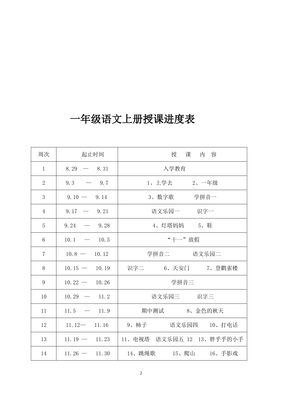 语文教案（一上）（李淑玲）_第2页