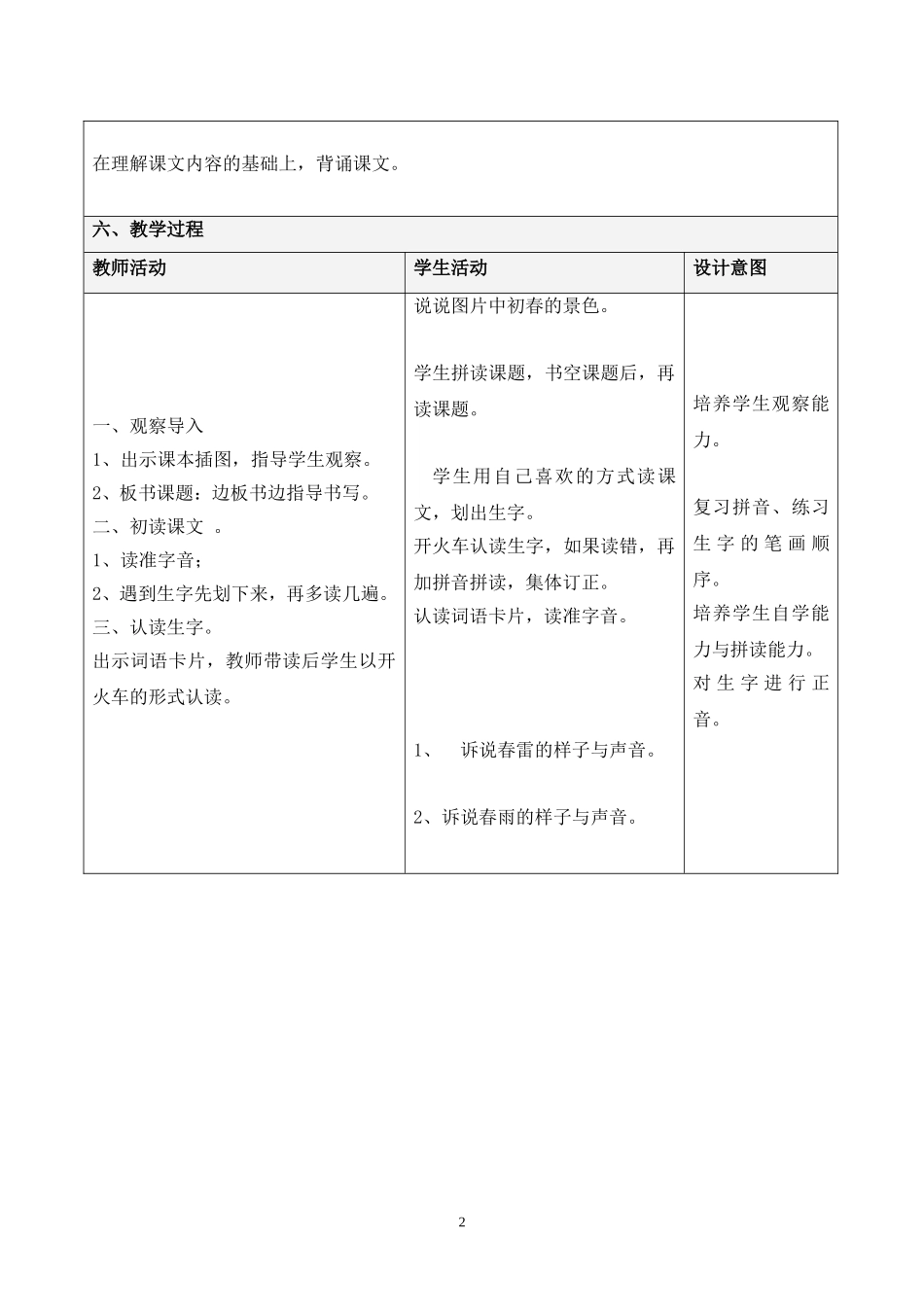 人教版语文一年级下册第一组第一课《柳树醒了》教学设计_第2页