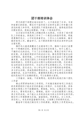 团干部培训体会