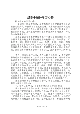 新阜宁精神学习心得