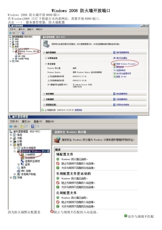 Windows 2008 防火墙开放端口