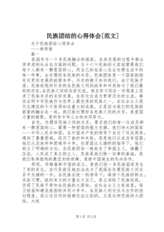 民族团结的心得体会[范文]_2