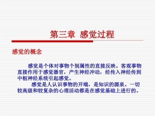 第三讲：感觉过程