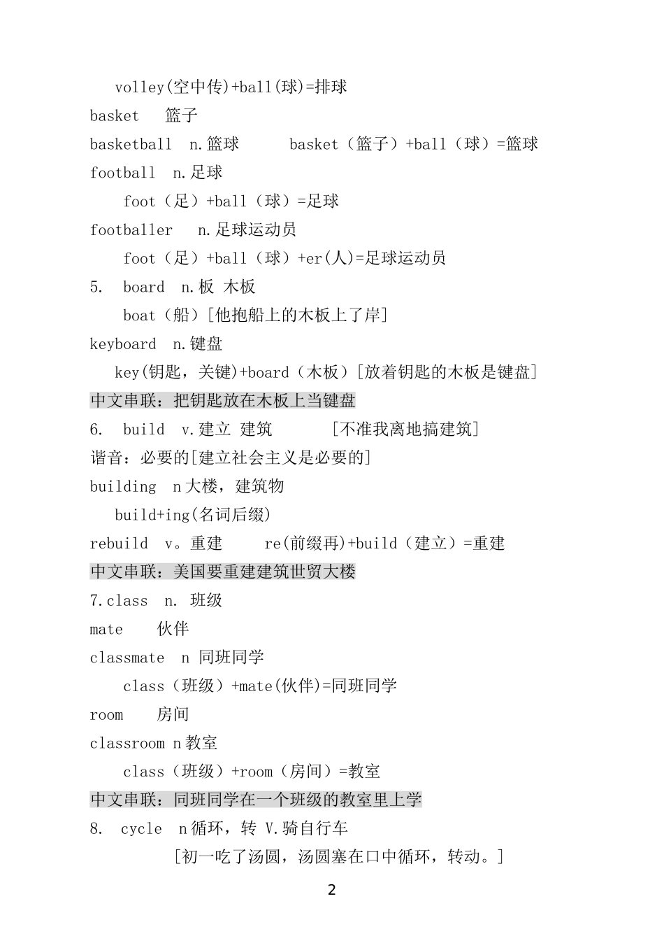初中英语单词联想记忆1_第2页