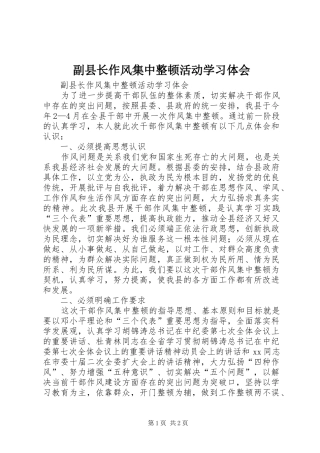 副县长作风集中整顿活动学习体会