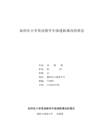 如何在小学英语教学中渗透新课改的理念 (2)