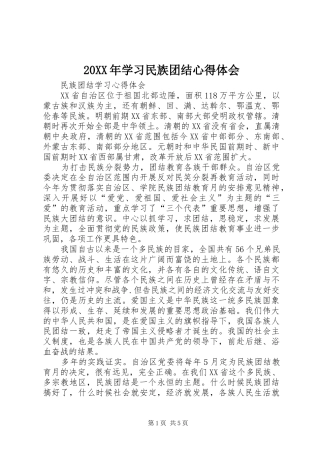 20XX年学习民族团结心得体会 (5)