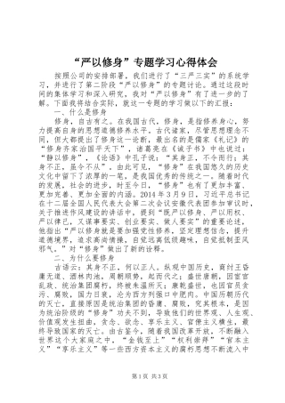 “严以修身”专题学习心得体会
