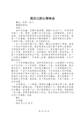 我自己的心得体会